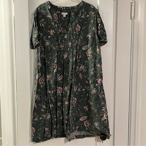 J Jill Green and Floral Swing Dress